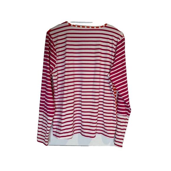 Lands End Striped Pink Orange Swimshirt Rash Guard LG - Picture 2 of 5